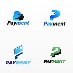 Payment logo design template with unique letter P