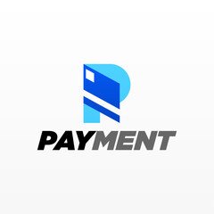 Payment logo design template with unique letter P