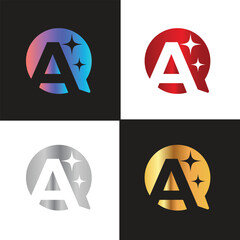 Letter A logo, A logo, AI logo set, modern and minimal design, tech-inspired, colorful icons and symbols, suitable for artificial intelligence, innovation, branding, startups, and digital identity.