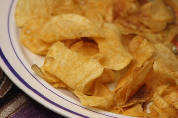 Crispy Potato Chips Close Up
