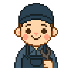 Obraz premium Flat Design Pixel Art Mechanic Illustration