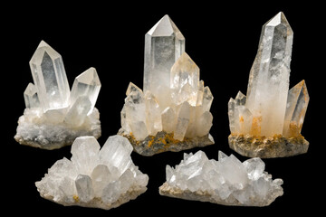 Collection of Sparkling Quartz Crystals  Gemstone Clusters and Specimens