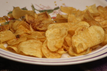 Crispy Potato Chips Close Up