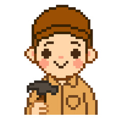 Fototapeta premium Flat Design Pixel Art Carpenter Illustration