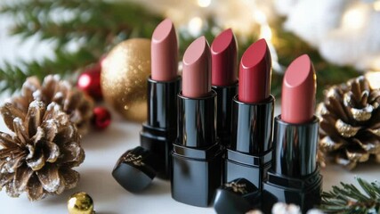 A variety pack of lip colors displayed on a flat surface, great for beauty or makeup inspiration