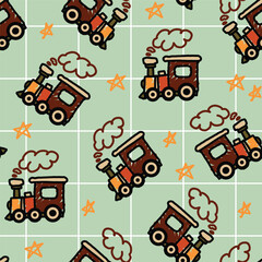 cute train doodle vector for background 01 