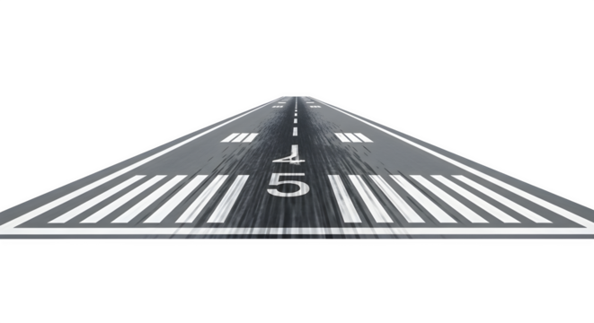 Airport runway markings 3d rendered isolated on transparent background