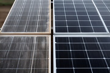 Naklejka na ściany i meble Comparing clean and dirty solar panels showing importance of maintenance