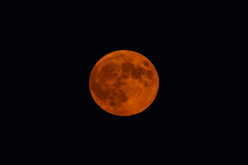 Full harvest moon with black background