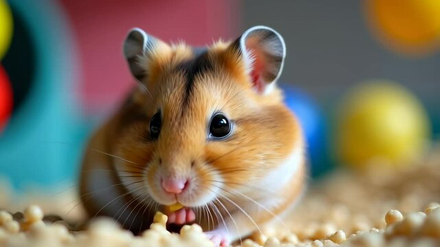 Cute fluffy hamster in his cage, pet, international hamster day
