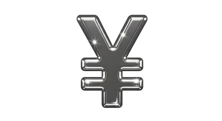 Obraz premium Silver Chinese Yuan symbol 3d rendered isolated on transparent background