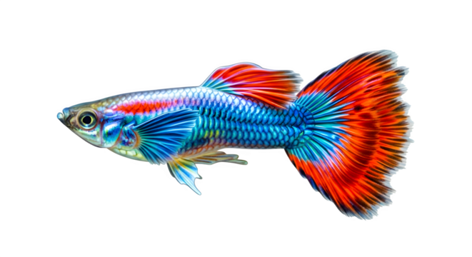 Colorful Guppy Fish Profile isolated on transparent background
