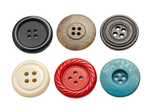 varied sewing buttons, isolated PNG