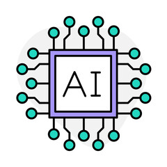 Vector Icon of Artificial Intelligence – Representing Smart Technology, Machine Learning, and Data-Driven Decision Making in Modern Systems
