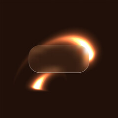 glass effect on the background of two fiery flying lines