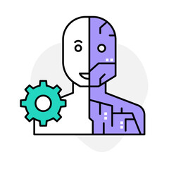 Vector Icon of Robot – Representing Robotics, Automation, and Artificial Intelligence Used in Industry, Manufacturing, and Daily Life