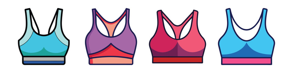 Sports Bra Flat Illustration in Simple Minimalist Flat Style