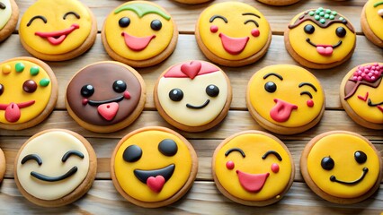 Whimsical emoji cookies with cartoon flair