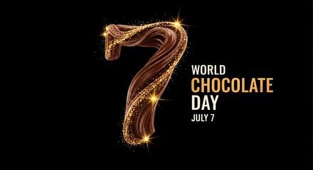 World chocolate day celebration july 7th melted chocolate number seven design