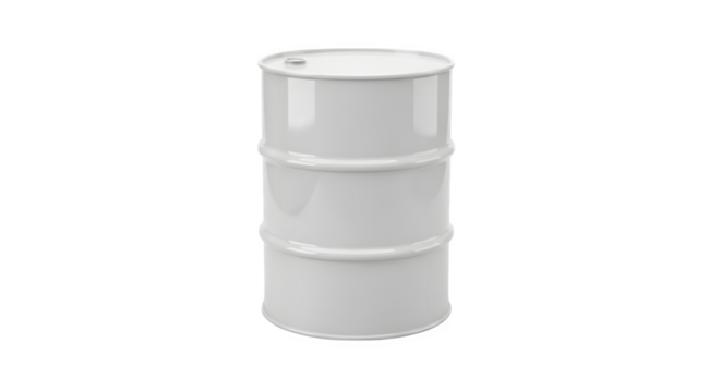 White oil drum 3d rendered isolated on transparent background