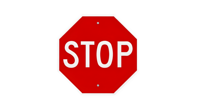 Red stop sign, 3d rendered isolated on transparent background
