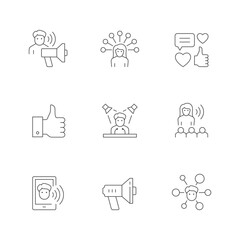 Set line icons of influencer