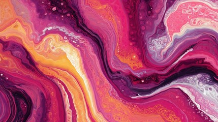 Artistic abstract background featuring vibrant pink, orange, purple fluid painting textures