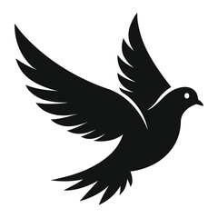 Fototapeta premium Black Dove Silhouette Flying Bird Illustration with Wings Spread Symbolizing Peace