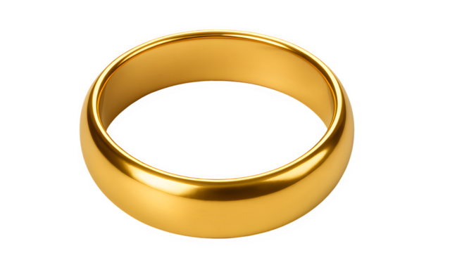 Gold Ring Isolated on Transparent Background PNG - Jewelry, Luxury Accessory, Wedding Band, Shiny Metal Circle Clipart

