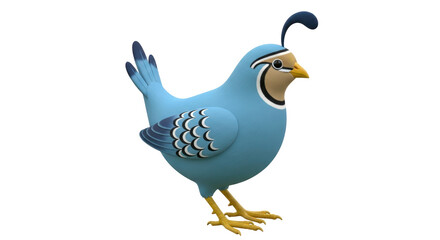 Isolated Cartoon Blue Quail Bird