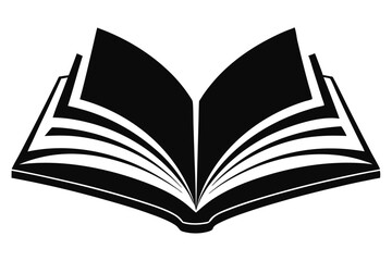 Bold Black and White Open Book with Facing Pages and Thick Binding