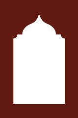 Ramadan Islamic frame for collage. Arabic arch window and door shape. Design element with Indian ornament. Oriental Muslim gate. Eastern decoration.