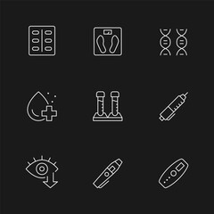 Set line icons of diabetes