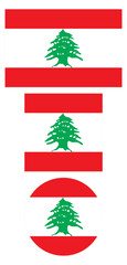 Lebanon flag PNG vector. Lebanon square and round icon isolated on transparent PNG background. Lebanon flag icon.

