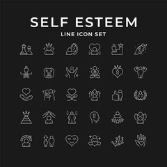 Set line icons of self esteem
