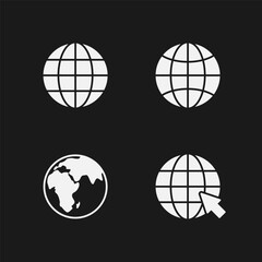 Set glyph icons of globe