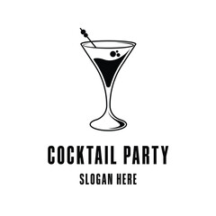 cocktail glass logo design concept vintage style