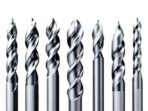 Drill bits set metalworking tools for drilling different sizes and types of drill bits close up view