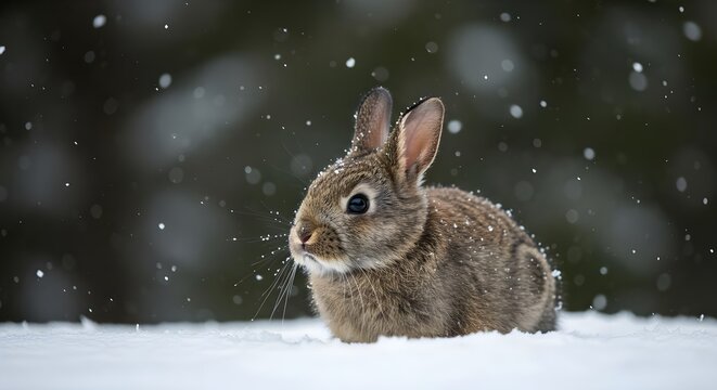 Rabbit, Bunny, Snow, Cute Bunny Rabbit in the Snow