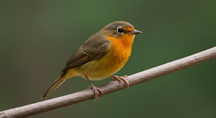 Obraz premium Bird, Robin, Orange-breasted robin, Orange-breasted Robin Perched on a Branch