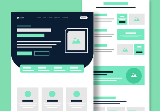 Banking Service Landing Page Wireframe Design Layout