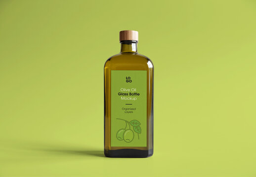 Glass Olive Oil Bottle Mockup
