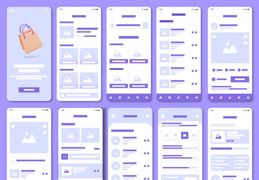 Online Shopping Mobile App Wireframe UI