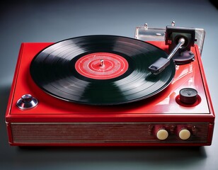 tourne disque vintage rouge avec vinyle r ia generative