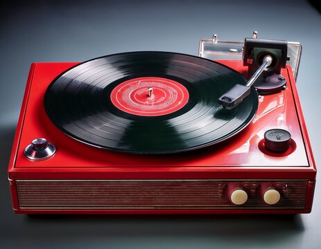 tourne disque vintage rouge avec vinyle r ia generative