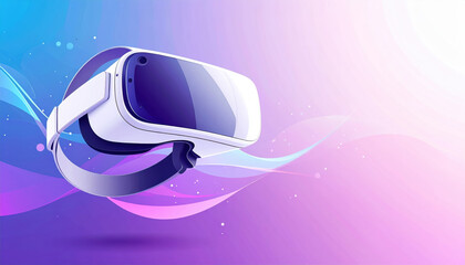 Sleek virtual reality headset with futuristic design on vibrant gradient background