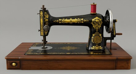 Antique, Sewing machine, Vintage, Antique Sewing Machine with Ornate Design