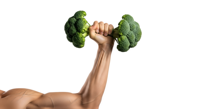 Broccoli dumbbell exercise isolated on transparent background