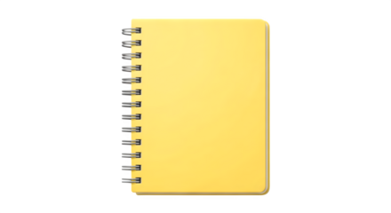 Yellow spiral notebook 3d rendered isolated on transparent background