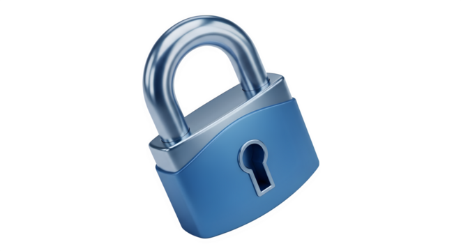Blue padlock 3d rendered isolated on transparent background - Powered by Adobe